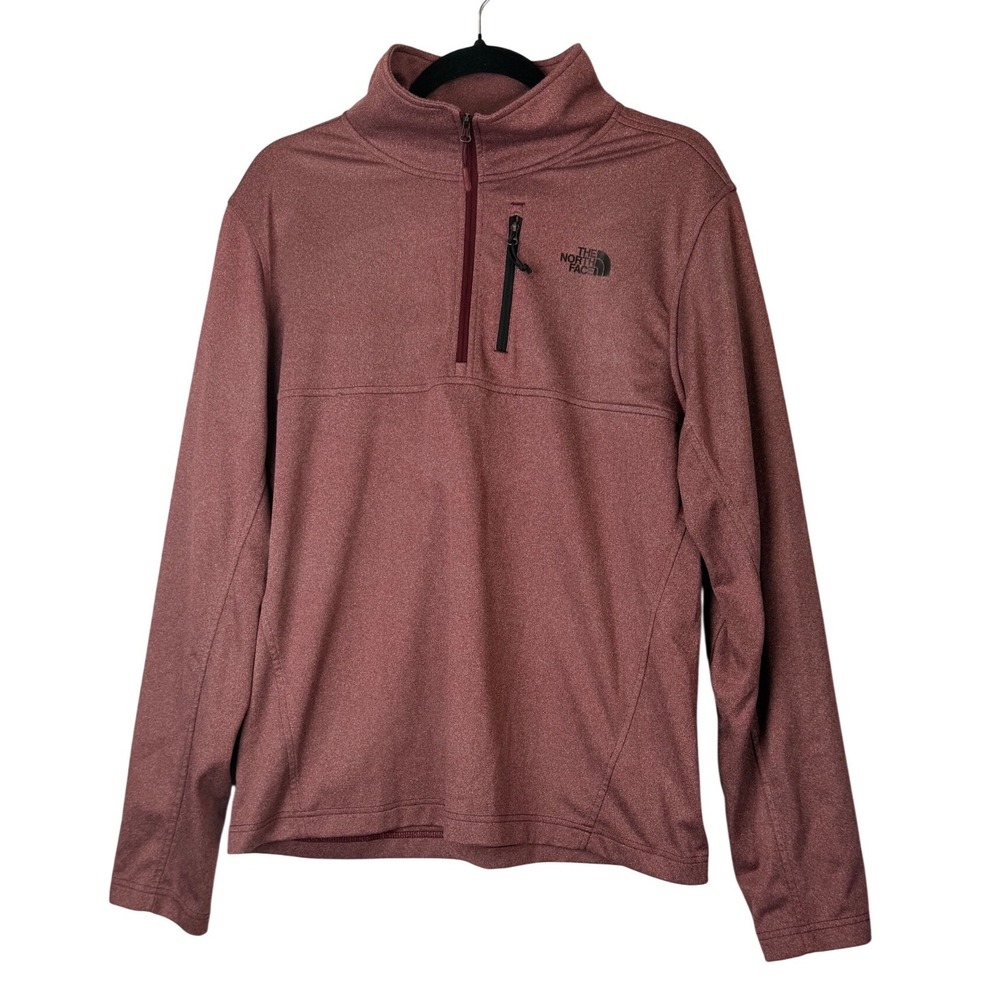 The North Face Mens Quarter Zip Pullover Heathered Burgundy NF0A3RT3 Size M